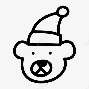 戴圣诞帽的小熊戴圣诞帽的熊画的图标