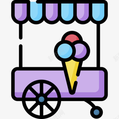 冰淇淋卡车城市元素81线条色图标