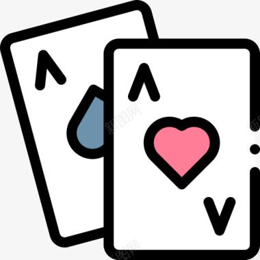 UI图标扑克牌好运4线性颜色图标