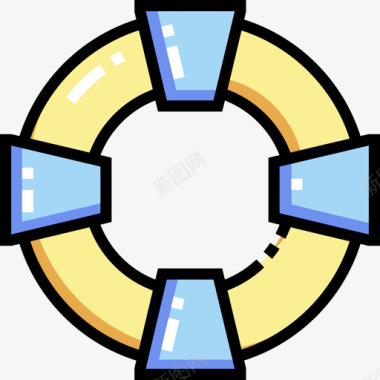 水上的鹤救生圈水上运动1线性颜色图标
