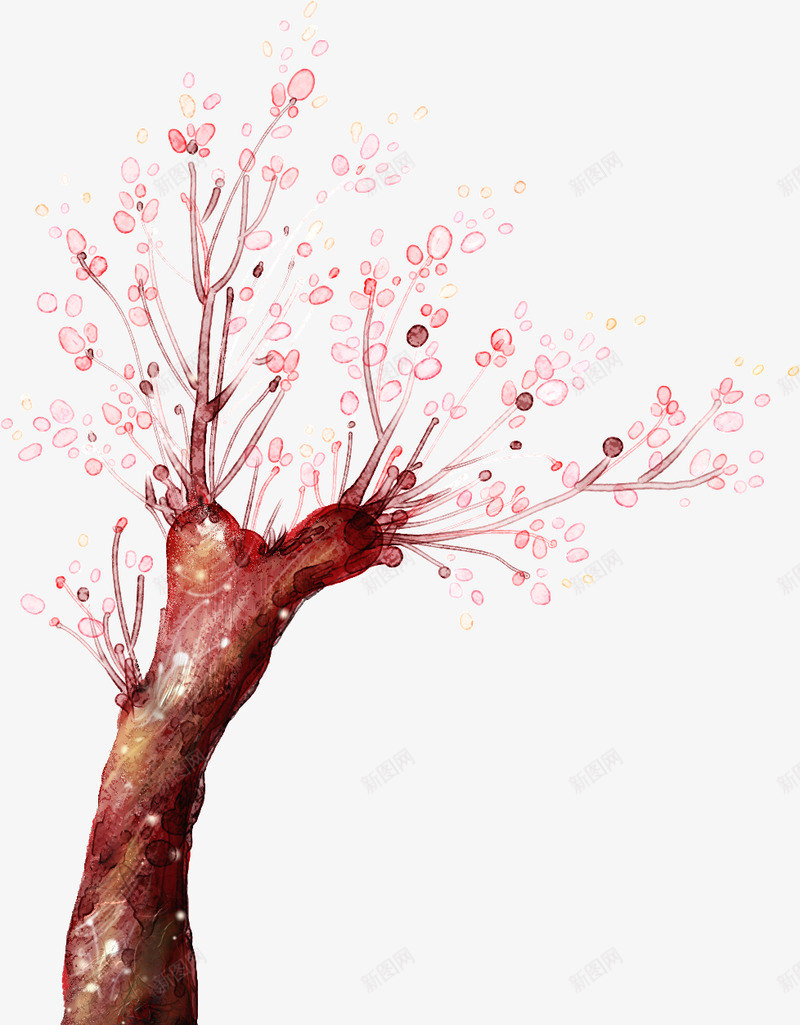 淡彩水粉粗壮枝干写意花树动植物壁纸动植物壁纸png免抠素材_88icon https://88icon.com 动植物 壁纸 淡彩 水粉 粗壮 枝干 写意 花树