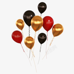 c4d红金黑色金属质感气球电商漂浮素材