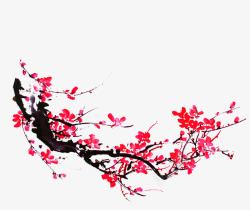 红梅料峭重墨枝杈国画梅花动植物壁纸动植物壁纸素材