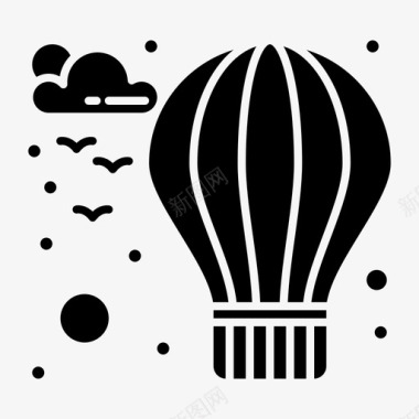 小气球热气球城市元素立体雕文图标