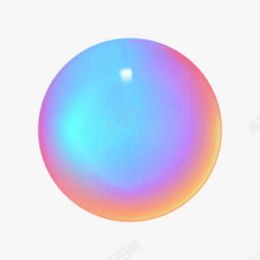 3d霓虹渐变球体3D立体图形图免扣几何抽象概念不规则图图标