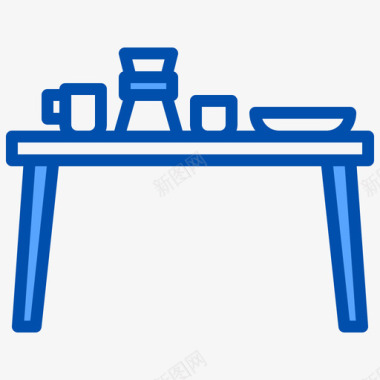 高脚桌咖啡桌家具和装饰4蓝色图标
