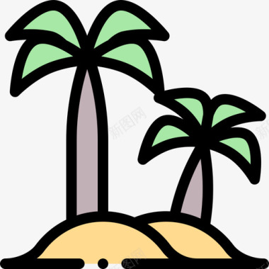 棕榈树夏威夷33线形颜色图标
