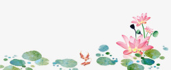 夏日荷花莲花花卉卡通免扣字幕平面对话框字幕条卡通手素材