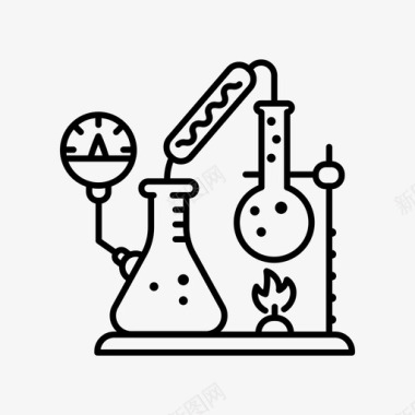 毕业教育图标蒸馏器化学实验室设备烧瓶图标