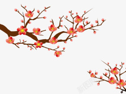 古风红梅传统绘画手绘梅花动植物壁纸动植物壁纸素材