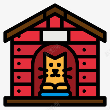 样板房屋猫屋宠物店96直系颜色图标