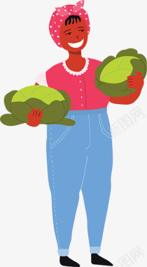 抱着卷心菜的农民秋季收获图专辑Vol016收获时光图标