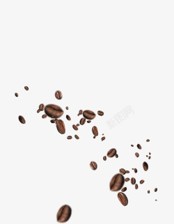 咖啡豆漂浮在白色背景上素材