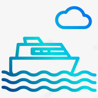 公司标志设计夏季19号船线性坡度图标