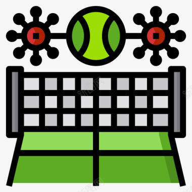 奇卡病毒网球场冠状病毒177线形颜色图标