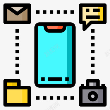 应用程序的智能手机移动应用程序智能手机应用程序22线性颜色图标