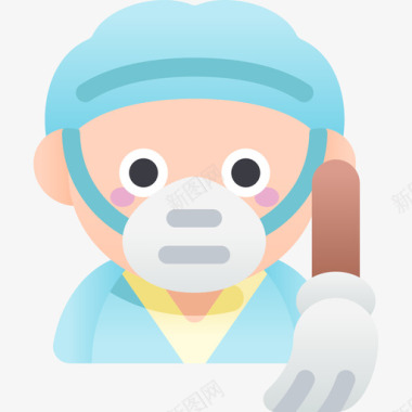 清洁人员带医用口罩的化身1扁平图标