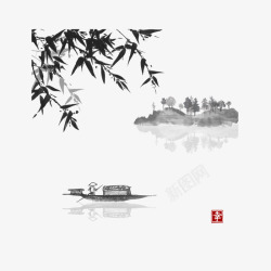 中国古风水墨山水免扣透明插画后期美化PS设计216素材