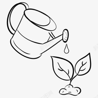 洒水壶浇水植物浇花植物植物护理图标