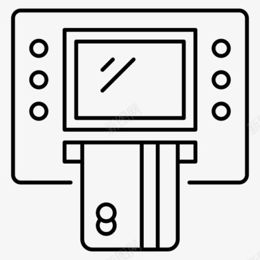 柜员机自动柜员机自动取款机购物和商业线路图标图标