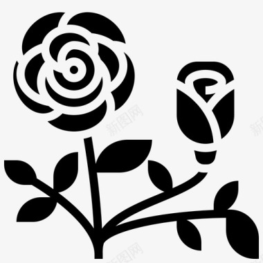 浪漫花朵漂浮玫瑰美丽盛开图标