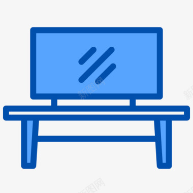 桌摆电视桌家具和装饰4蓝色图标
