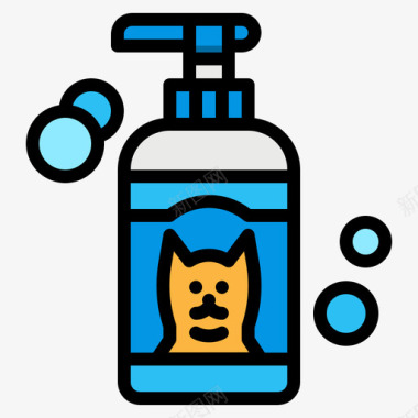 彩绘宠物宠物洗发水96号宠物店线性颜色图标