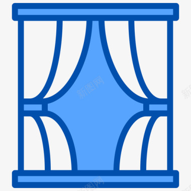 简洁装饰标识窗户家具和装饰4蓝色图标