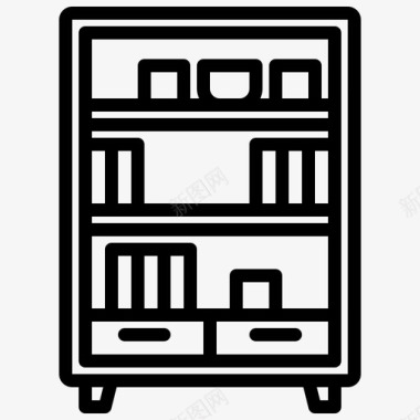 线性装饰书柜家具和装饰1线性图标