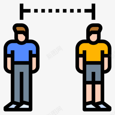 新商机社会距离新常态线性色彩图标