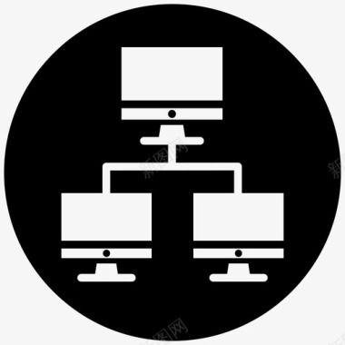 大厦分布计算机网络通信连接图标