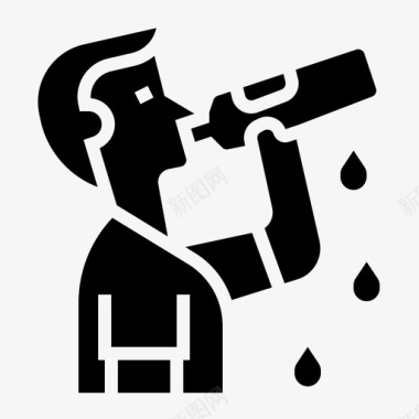 喝水解渴喝水提神口渴图标