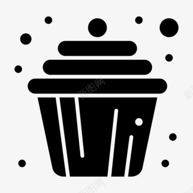 纸杯蛋糕松饼咖啡店立体雕纹图标