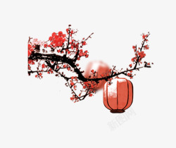 中国红传统灯笼春节红梅动植物壁纸动植物壁纸素材