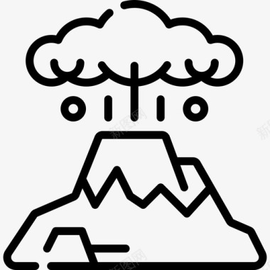 铅笔线火山爆发天气358线性图标