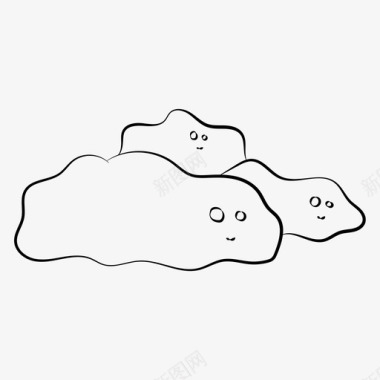 手绘云脸雨图标