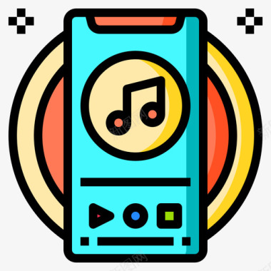 应用程序的智能手机音乐应用程序智能手机应用程序22线性颜色图标