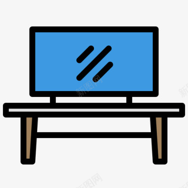 桌摆电视桌家具和装饰2线性颜色图标