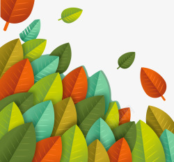植物鲜花彩色树叶叶子扁平卡通叶子透明图案的旅素材