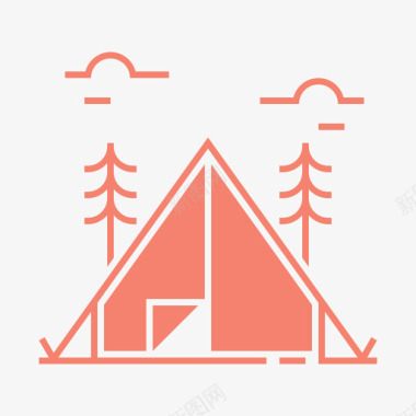 营地露营自然图标