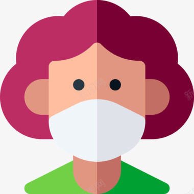 UI图标设计妇女头像带医用面罩8扁平图标