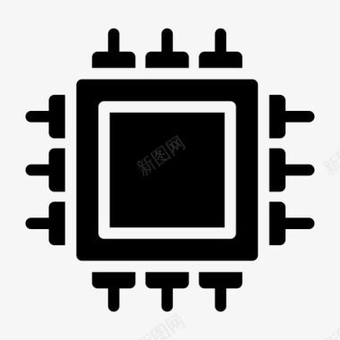 符号标识cpu芯片人工智能微处理器图标