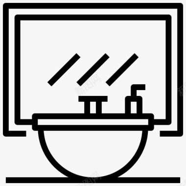 矢量洗脸台盆建筑物家具和家庭图标