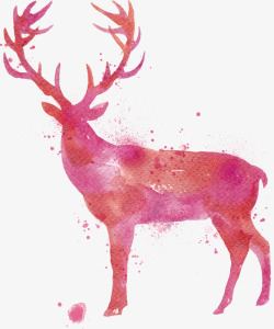 水彩手绘梦幻麋鹿小鹿免扣透明138水彩手绘梦幻麋鹿素材
