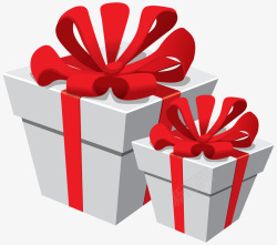 00677两个银色的礼品盒子系着红色的丝带高清礼盒素材