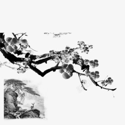中国古风水墨山水免扣透明插画后期美化PS设计362素材