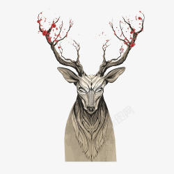 水彩手绘梦幻麋鹿小鹿免扣透明5水彩手绘梦幻麋鹿小鹿素材