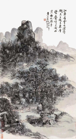 中国古风水墨山水免扣透明插画后期美化PS设计321素材