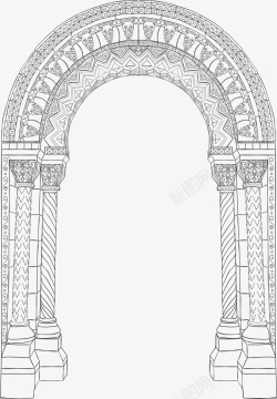 欧式复古巴洛克风格建筑门窗装饰AI矢量图案1欧式复素材