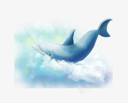 水彩手绘童话海洋鲸鱼卡通装饰PS透明高清47水彩手素材